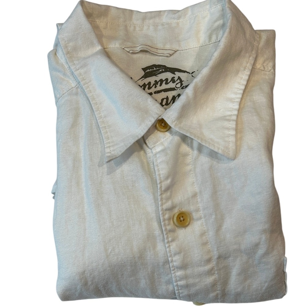 Tommy Bahama Relax Linen Men's Long Sleeve Shirt‎ XL White Parrot Graphics